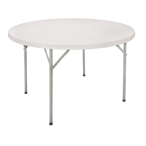 Folding Table, Round, 48" L x 48" W, Polyethylene, White Absolute Business Supply