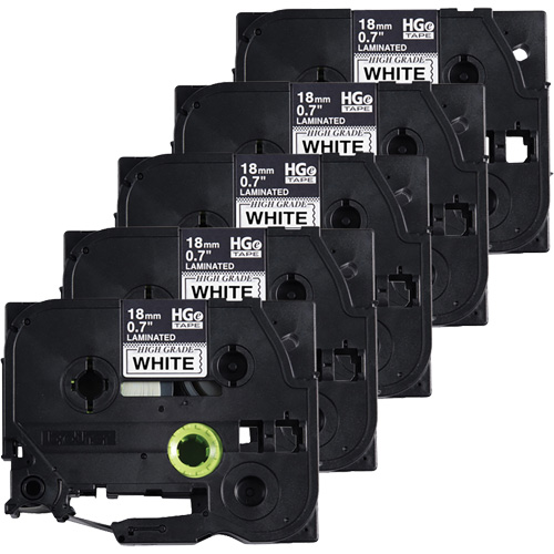 Laminated Tape, 18 mm x 8 m, Black on White Absolute Business Supply