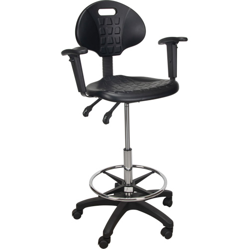 Tabouret ergonomique robuste avec accoudoirs r&eacute;glables et roulettes en nylon, Mobile, Ajustable Hauteur, Capacit&eacute; 250 lb Absolute Business Supply