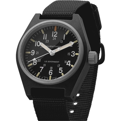 Montre au quartz d'usage g&eacute;n&eacute;ral avec MaraGlo, Analogique, &agrave; piles, 0,6" la x 1,3" p x 0,4" h, Noir Absolute Business Supply