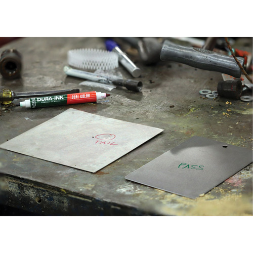 Markal&reg; Dura-Ink&reg; Dual Colour Permanent Ink Marker, Green/Red, Bullet Tip Absolute Business Supply