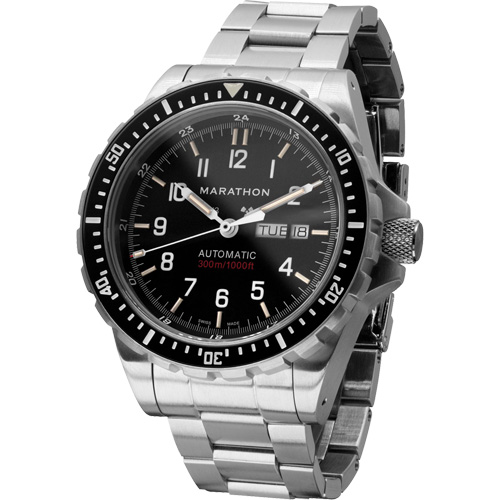 Tr&egrave;s grande montre automatique avec jour/date avec bracelet en acier inoxydable, Num&eacute;rique, &agrave; piles, 46 mm, Argent Absolute Business Supply