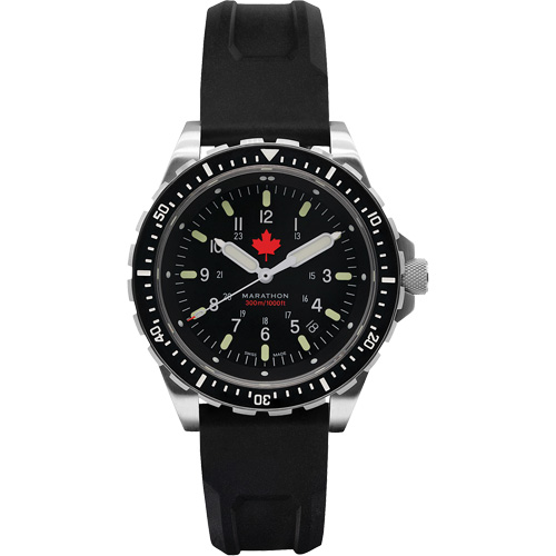 Tr&egrave;s grande montre &agrave; quartz pour plongeur avec feuille d'&eacute;rable rouge, Num&eacute;rique, &agrave; piles, 46 mm, Noir Absolute Business Supply