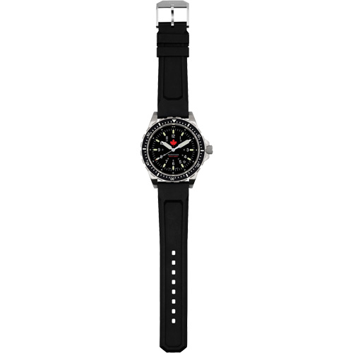 Tr&egrave;s grande montre &agrave; quartz pour plongeur avec feuille d'&eacute;rable rouge, Num&eacute;rique, &agrave; piles, 46 mm, Noir Absolute Business Supply