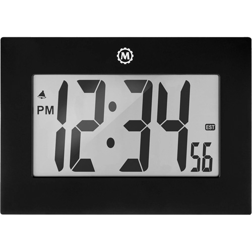 Large Frame Clock, Digital, Battery Operated, 9" W x 1" D x 6.5" H, Black Absolute Business Supply
