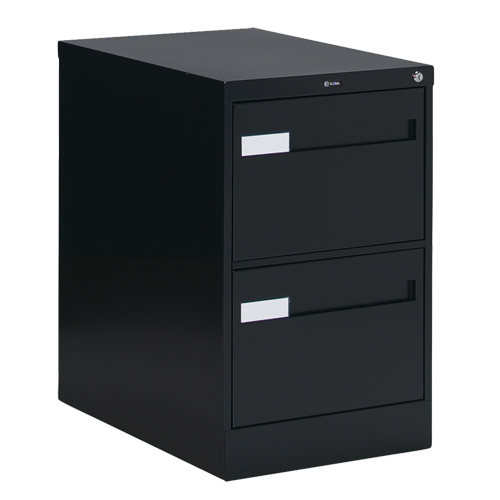 Vertical Filing Cabinet with Recessed Drawer Handles, 2 Drawers, 18.15" W x 26.56" D x 29" H, Black Absolute Business Supply