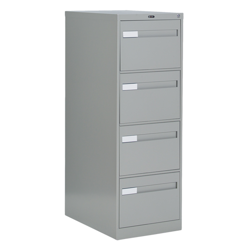 Vertical Filing Cabinet with Recessed Drawer Handles, 4 Drawers, 18.15" W x 26.56" D x 52" H, Grey Absolute Business Supply