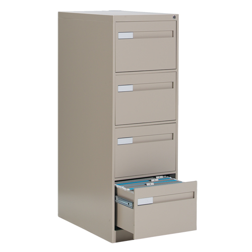 Vertical Filing Cabinet with Recessed Drawer Handles, 4 Drawers, 18.15" W x 26.56" D x 52" H, Beige Absolute Business Supply
