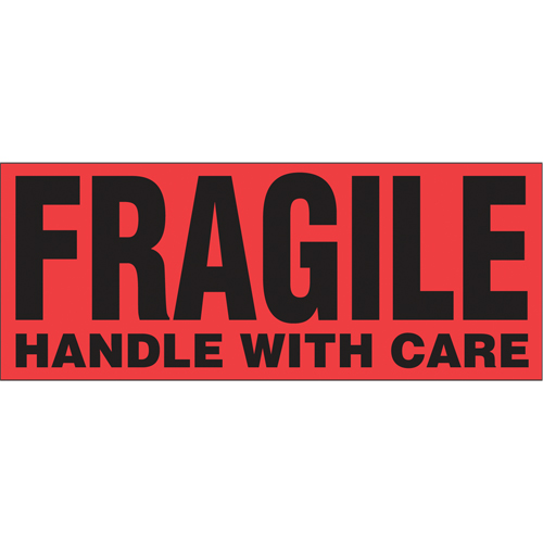 &eacute;tiquettes pour traitement sp&eacute;cial Fragile Handle with Care, 5" lo x 2" la, Noir/rouge Absolute Business Supply