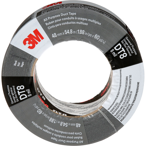 Ruban adh&eacute;sif tout usage DT8, 8 mils, Noir, 48 mm (2") x 55 m (180') Absolute Business Supply
