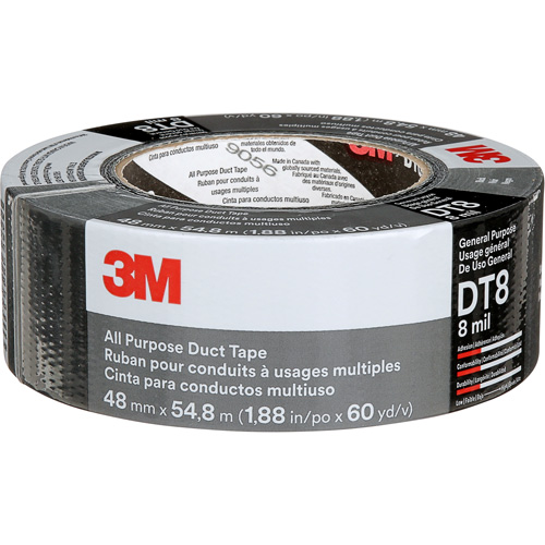 Ruban adh&eacute;sif tout usage DT8, 8 mils, Noir, 48 mm (2") x 55 m (180') Absolute Business Supply