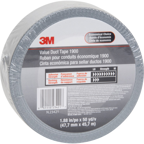 Ruban pour conduit &eacute;conomique 1900, 5,8 mils, Argent, 48 mm (2") x 5,7 m (18,7') Absolute Business Supply