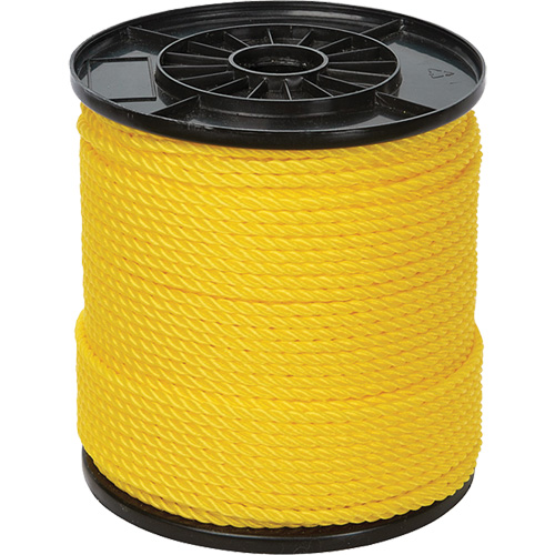 1/4" Yellow Twisted 3-Strand Rope, Polypropylene, 550' Absolute Business Supply