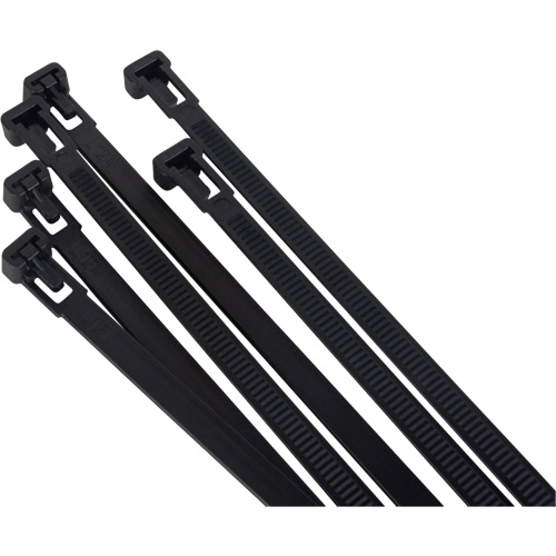 Re-Usable Cable Tie, 8" Long, 50 lbs. Tensile Strength, Black Absolute Business Supply