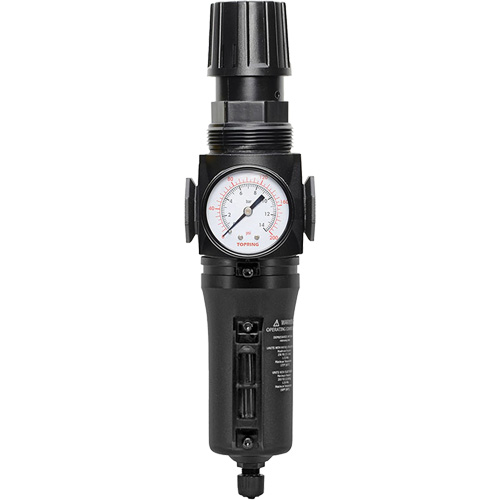 Manual Drain Filter/Regulator with Metal Bowl Modulair 300, 1/4" NPT, 250 PSI, 5.1 fl. oz. Capacity Absolute Business Supply
