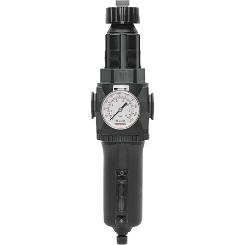 Manual Drain Filter/Regulator with Metal Bowl & Gauge Modulair 400, 1/2" NPT, 200 psi, 9.1 fl. oz. Capacity Absolute Business Supply