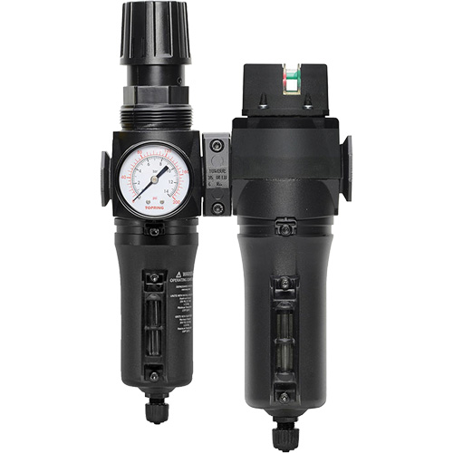 Manual Drain Filter, Regulator & Coalescing Filter with Metal Bowl Modulair 300, 1/4" NPT, 250 PSI, 5.1 fl. oz. Capacity Absolute Business Supply