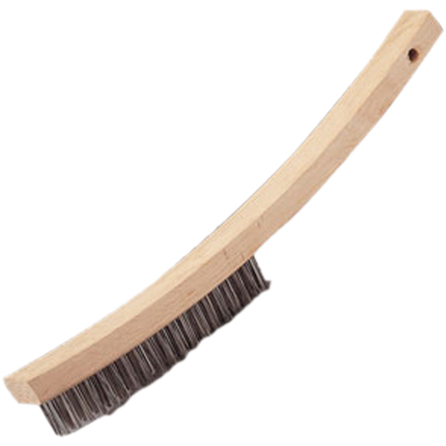Brosse &agrave; main &agrave; r&eacute;curer &agrave; manche courb&eacute;, Acier inoxydable, 4 x 20 rangs de fils, Longueur 17" Absolute Business Supply