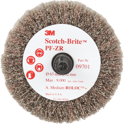 Scotch-Brite Roloc Cut and Polish Flap Brush, PF-ZR, Aluminum Oxide, Medium Grit, 2-1/2" x 1-1/4" Absolute Business Supply