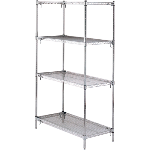 ETAGERE,4 TABL18X36X63,CHROME,800LB/TABL., Tiers 4, 36" la x 63" h x 18" p Absolute Business Supply