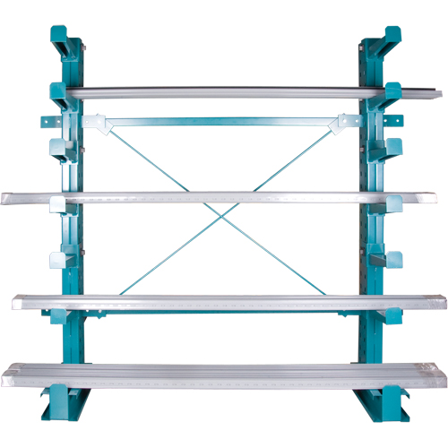Rayonnage en porte-&agrave;-faux &agrave; barres - Charge l&eacute;g&egrave;re, Un c&ocirc;t&eacute;, Bras de 12", 75" h Absolute Business Supply