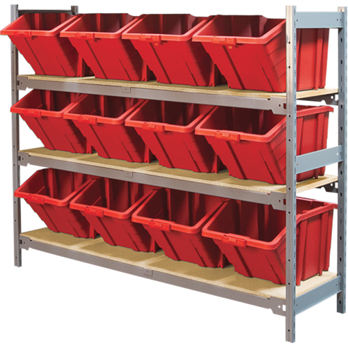 Wide Span Shelving with Jumbo Plastic Bins, Steel, Boltless, Starter, 66" W x 60" H x 18" D Absolute Business Supply