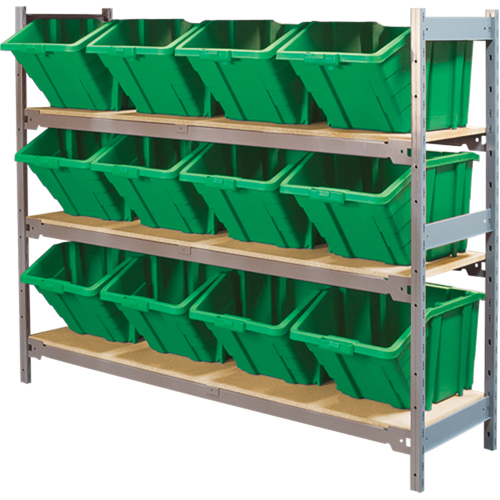 &eacute;tag&egrave;res larges avec bacs g&eacute;ants en plastique, Acier, Sans boulons, De base, 66" la x 60" h x 18" p Absolute Business Supply