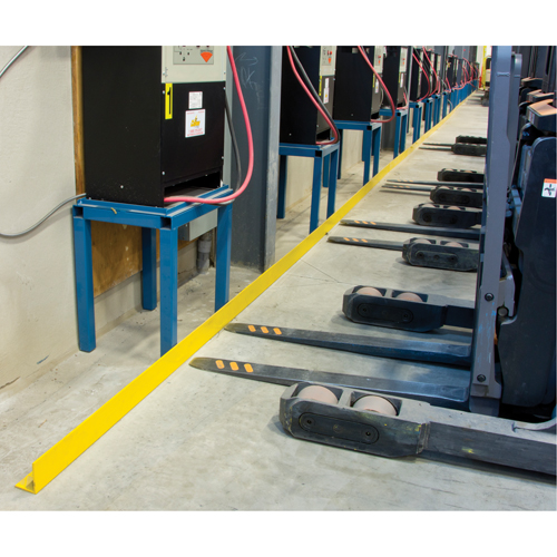 Rails protecteurs arr&ecirc;ts de charge avec ancrage au sol, Acier, 48" lo x 5" h, Jaune Absolute Business Supply