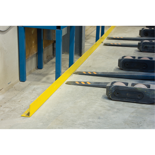 Rails protecteurs arr&ecirc;ts de charge avec ancrage au sol, Acier, 48" lo x 5" h, Jaune Absolute Business Supply