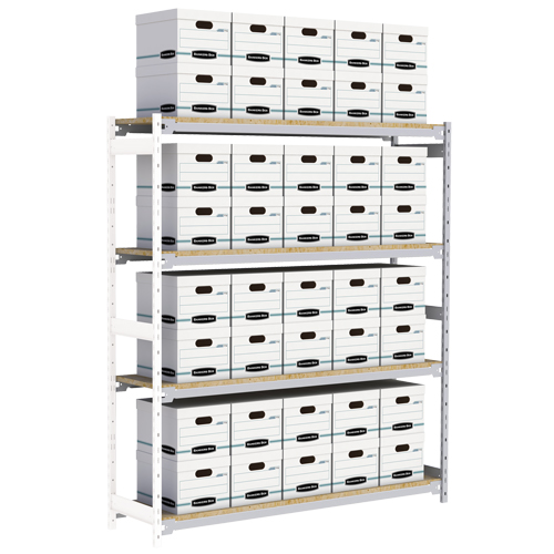 Wide Span Record Storage Shelving, Steel, 4 Shelves, 72" W x 18" D x 84" H, Add-On Kit Absolute Business Supply