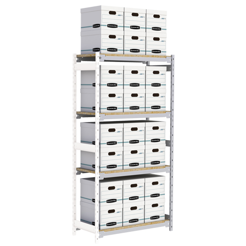 Wide Span Record Storage Shelving, Steel, 4 Shelves, 42" W x 18" D x 84" H, Add-On Kit Absolute Business Supply