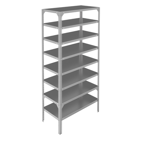 Shelving Unit, Galvanized Steel, Slotted Angle, Starter, 48" W x 96" H x 15" D Absolute Business Supply