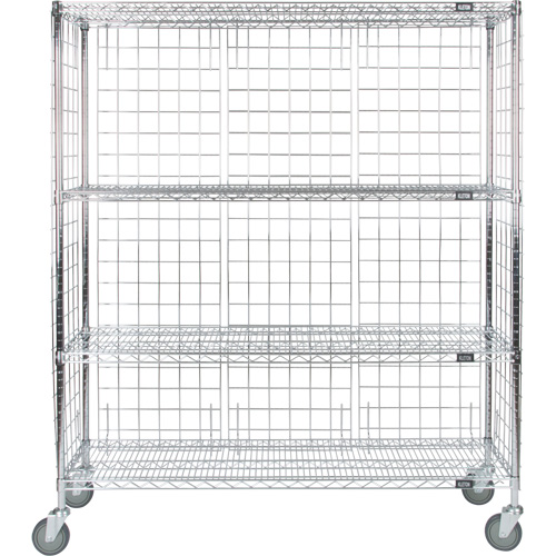 Enclosed Wire Shelf Cart, Chrome Plated, 60" x 69" x 18", 800 lbs. Capacity Absolute Business Supply