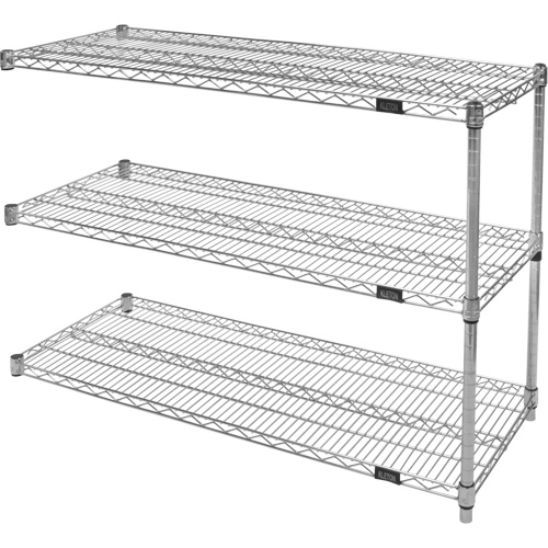 Heavy-Duty Chromate Wire Shelving, Add-On Kit, 3 Tiers, 36" W x 33" H x 24" D Absolute Business Supply