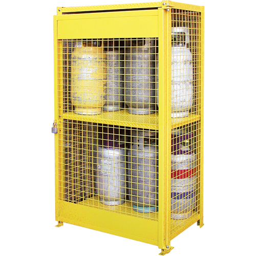Gas Cylinder Cabinets, 12 Cylinder Capacity, 44" W x 30" D x 74" H, Yellow Absolute Business Supply