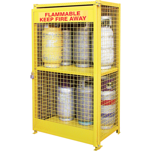 Gas Cylinder Cabinets, 12 Cylinder Capacity, 44" W x 30" D x 74" H, Yellow Absolute Business Supply