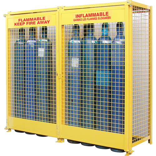 Gas Cylinder Cabinets, 20 Cylinder Capacity, 88" W x 30" D x 74" H, Yellow Absolute Business Supply