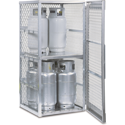 Aluminum LPG Cylinder Locker Storage, 8 Cylinder Capacity, 30" W x 32" D x 65" H, Silver Absolute Business Supply