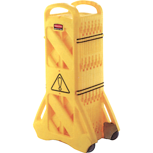 Portable Mobile Barriers, 13' L, Plastic, Yellow Absolute Business Supply