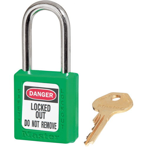 Cadenas de s&eacute;curit&eacute; Zenex 410, Vert, Cl&eacute;s diff&eacute;rentes, Thermoplastique, Largeur de 1-1/2" Absolute Business Supply