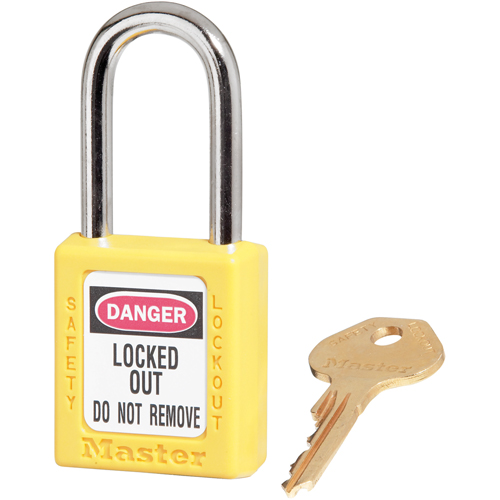 Cadenas de s&eacute;curit&eacute; Zenex 410, Jaune, Cl&eacute;s diff&eacute;rentes, Thermoplastique, Largeur de 1-1/2" Absolute Business Supply