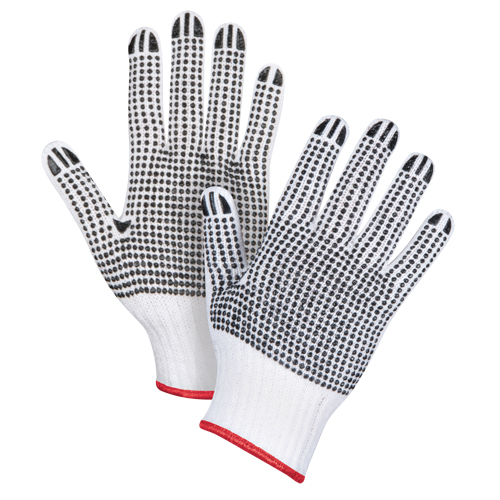 Double-Sided Dotted String Knit Gloves, Poly/Cotton, Double Sided, 7 Gauge, Small Absolute Business Supply