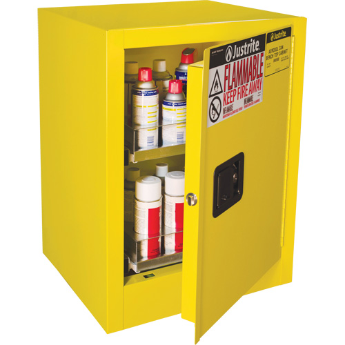 Armoire de s&eacute;curit&eacute; d'&eacute;tabli pour produits inflammables EX Sure-Grip, 24 gal., 1 Porte(s), 21" La x 27" h x 18" p Absolute Business Supply