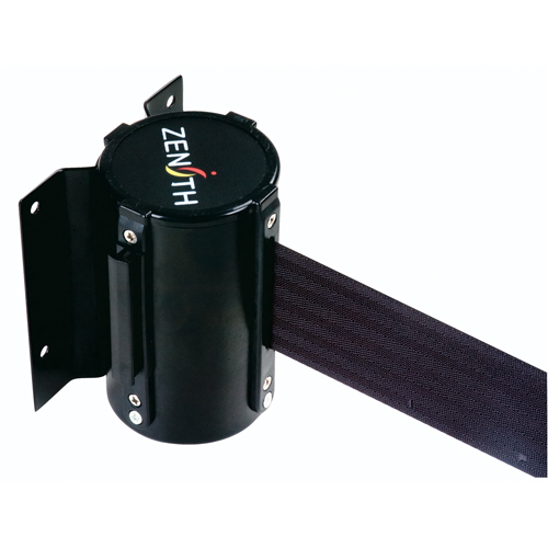 Barri&egrave;re &agrave; fixation murale, Acier, Fixation par vis, 12', Ruban Noir Absolute Business Supply