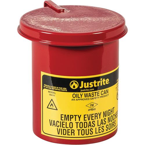 Mini Bench - Top Oily Waste Cans, FM Approved, 0.45 US gallon, Red Absolute Business Supply