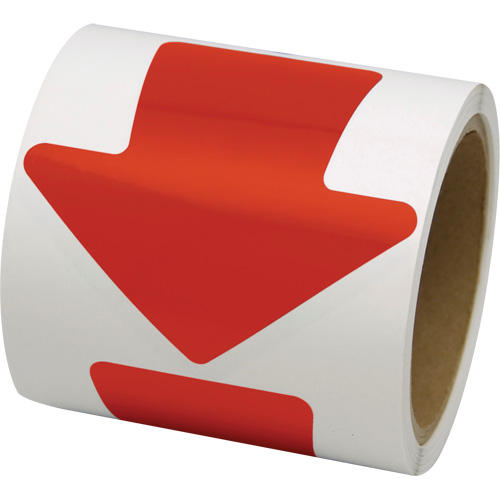 Coloured Floor Marking Decals, Arrow, 4" L x 4" W, Red, Vinyl Absolute Business Supply