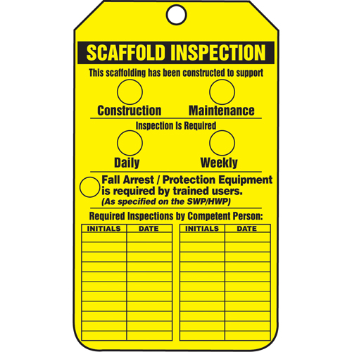 &eacute;tiquettes de s&eacute;curit&eacute; d'inspection et de contr&ocirc;le de l'&eacute;tat de l'&eacute;quipement, Papier cartonn&eacute;, 3-1/8" la x 5-7/8" h, Anglais Absolute Business Supply