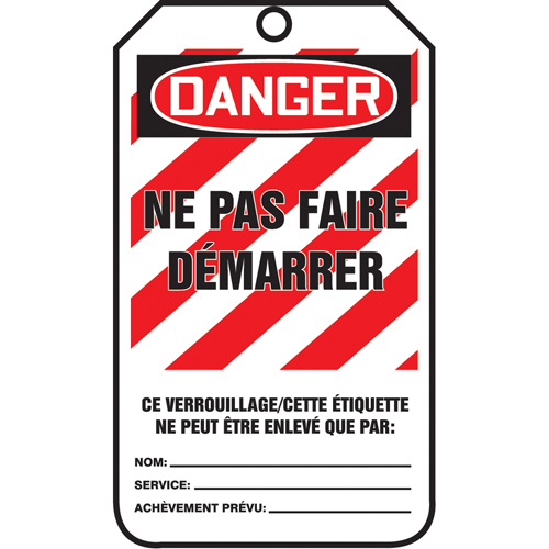 &eacute;tiquettes de verrouillage, Papier cartonn&eacute;, 3-1/8" la x 5-7/8" h, Français Absolute Business Supply