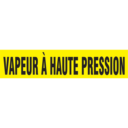 Marqueurs de tuyau "Vapeur &agrave; Haute Pression", Autocollant, 4" h x 24" la, Noir sur jaune Absolute Business Supply