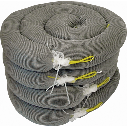 Premium Sorbent Boom, Universal, 10' L x 5" W, 35 Gal. Absorbancy, 4 /Pack Absolute Business Supply